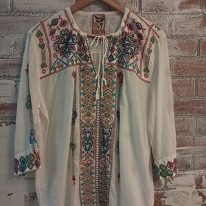 JOHNNY WAS EMBROIDERED BLOUSE SIZE LARGE